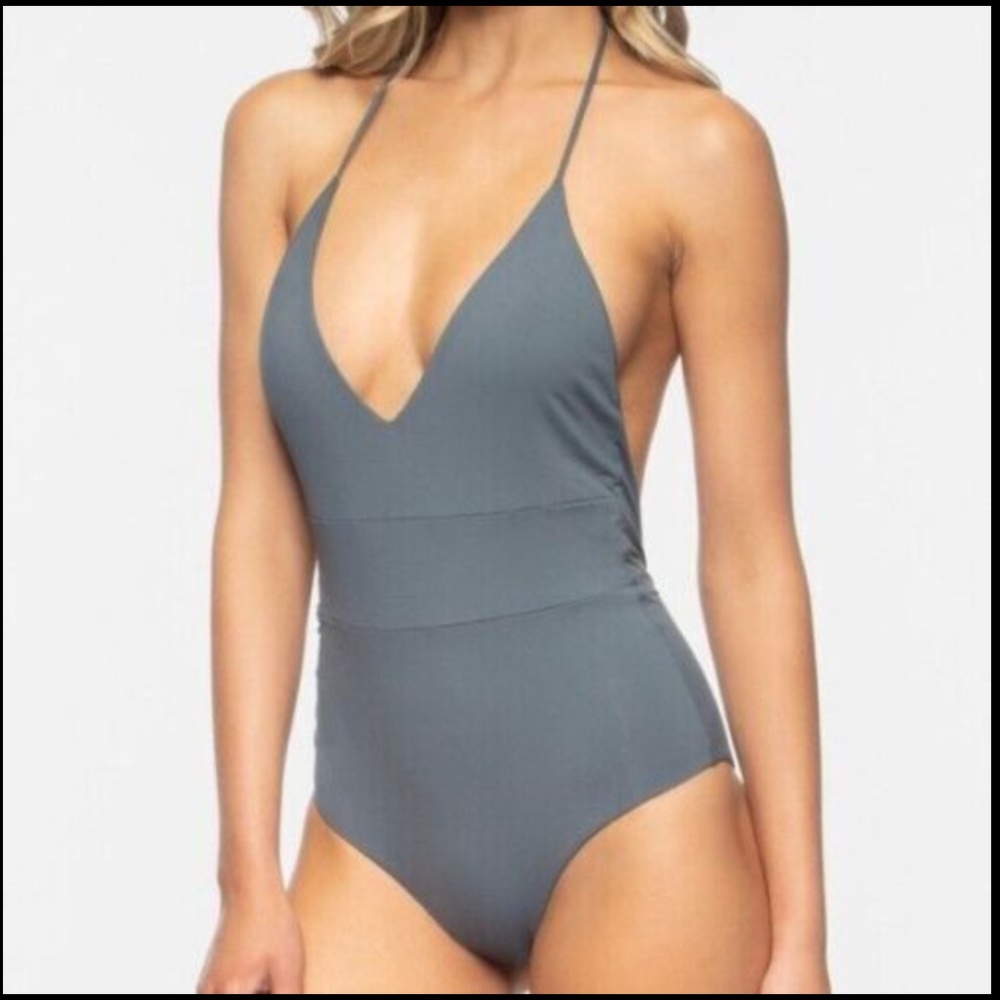 NEW Tavik [ XS ] Chase Deep V-Neck One-Piece Swimsuit Turbulence‎ Grey - Picture 10 of 11